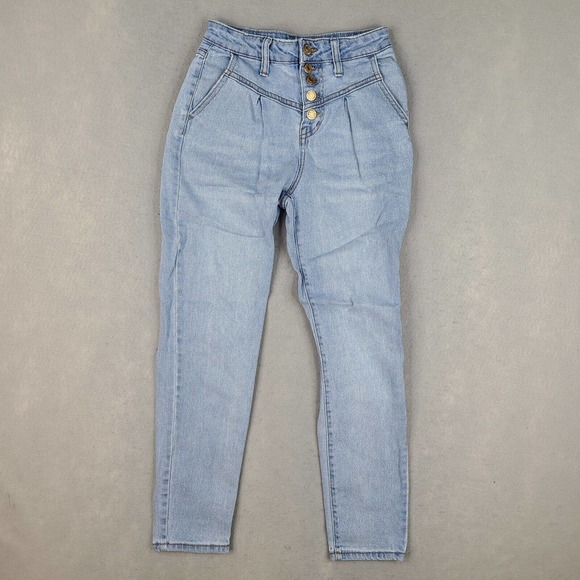 Wild Fable Women's Jeans Size‎ 0 Mom Butt Front Fly Blue Light 24x25.5 Mid Rise - Picture 1 of 11